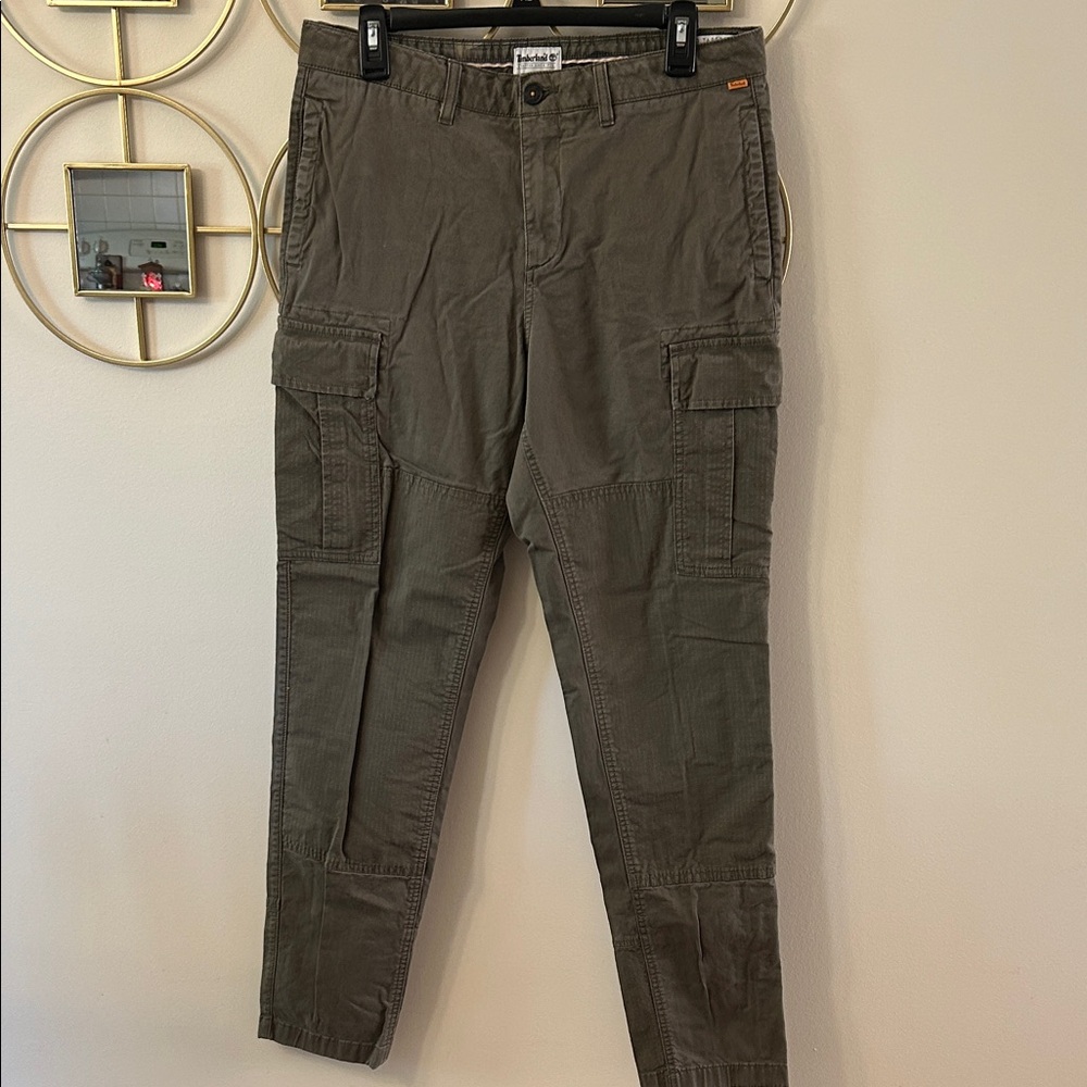 Timberland Men's Cargo Pants, cotton, outdoor, relaxed tapered workwear khaki